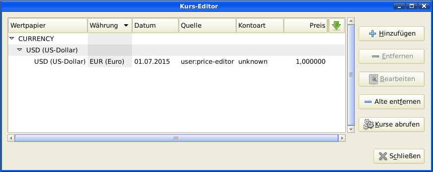 Kurs-Editor-Fenster