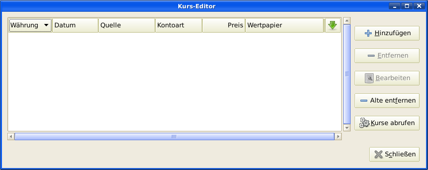 Kurs-Editor Fenster