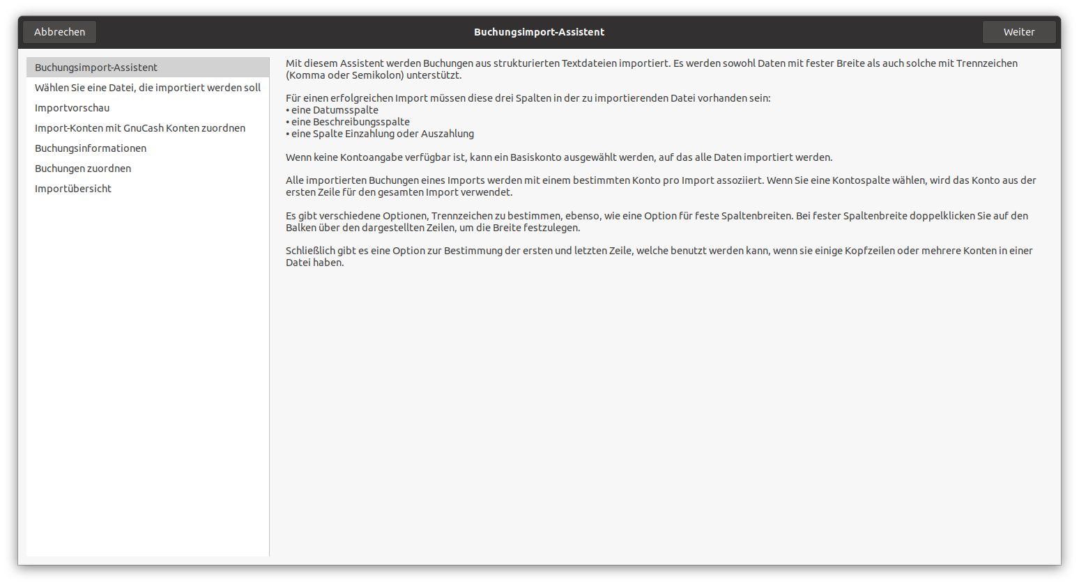 Der CSV-Buchungsimport-Assistent - Einführung