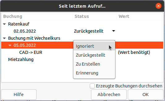 Der „Seit letztem Aufruf“-Dialog