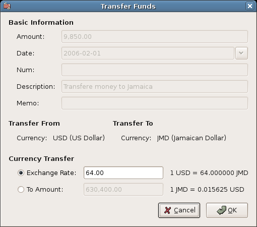 Modifica tasso di cambio