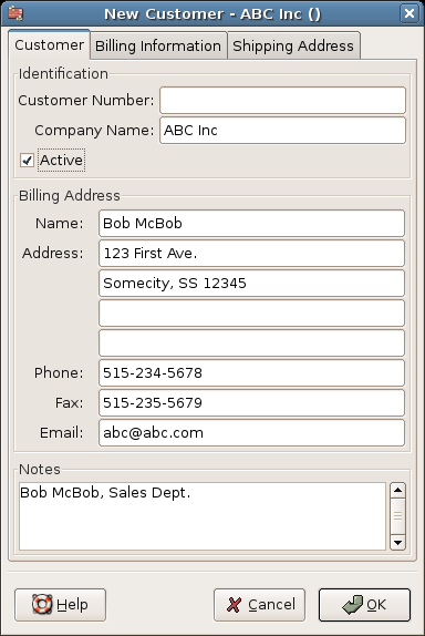 New Customer Registration Window