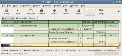 Transaction Journal view of a Basic Transaction