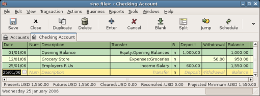 A simple paycheck transaction