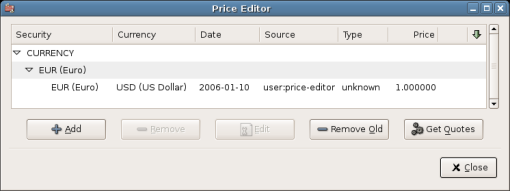 Price Editor Window