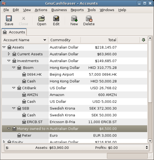 GnuCash Chart of Accounts - Teaser