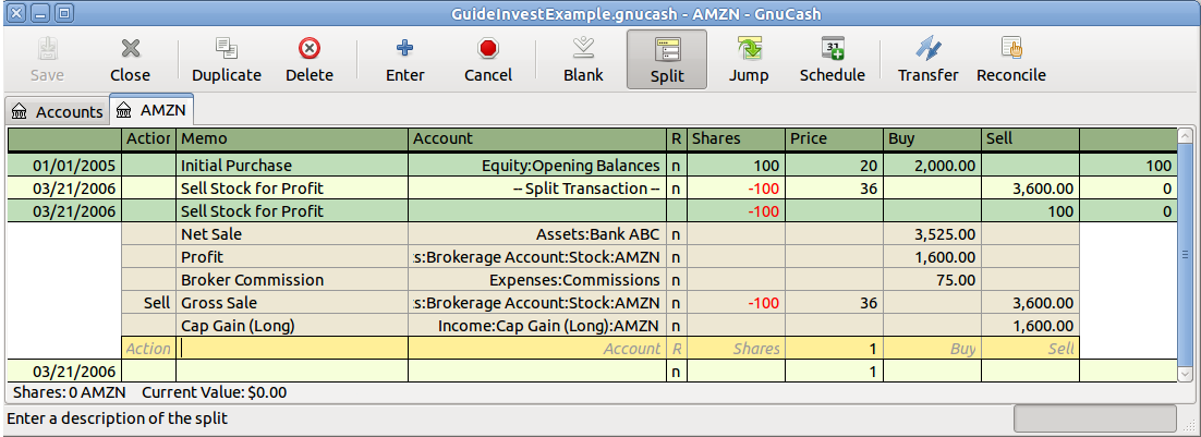 Selling Stock Example