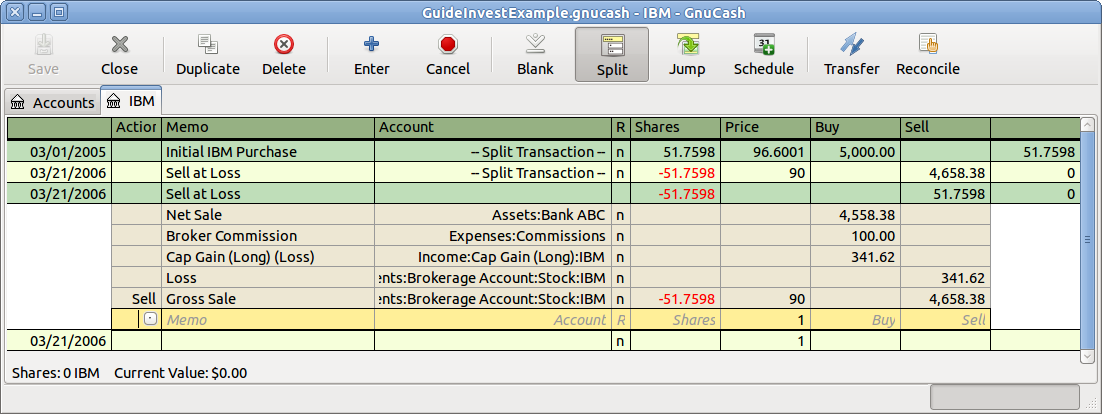 Selling Stock at loss Example