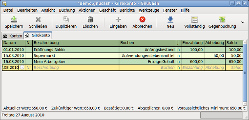 Eine einfache Gehaltsbuchung