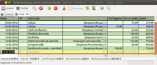 Transação de devolução de item