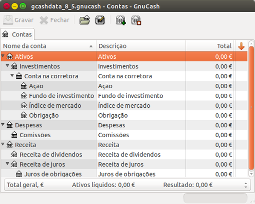 Plano de contas de investimento