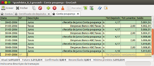 Configurar investimentos remunerados