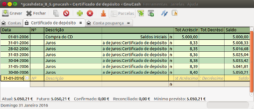 Configurar investimentos remunerados