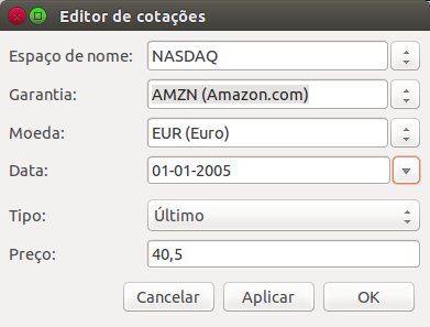 Editor de cotações