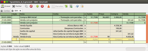 Exemplo de venda de ações com prejuízo