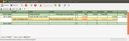 Exemplo de transação de fusão moderadamente complexa