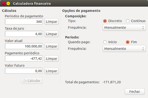 Calculadora de amortização de empréstimos