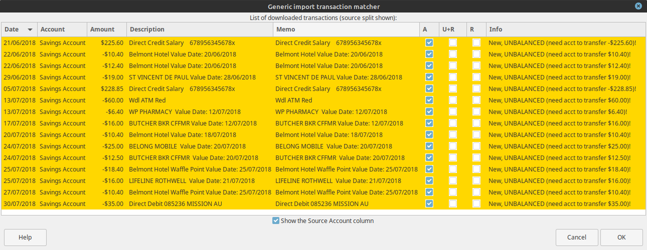 The Generic Transaction Import Matcher Window