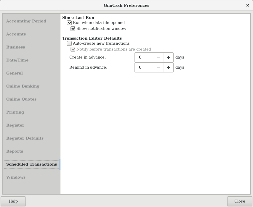The Scheduled Transactions tab