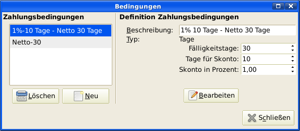 Zahlungsbedingungen-Editor