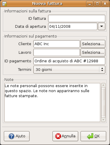 Creazione di una nuova fattura