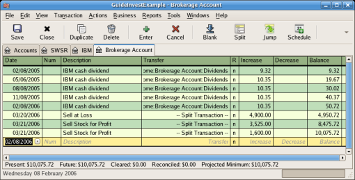 Esempio di transazioni per dividendi liquidi