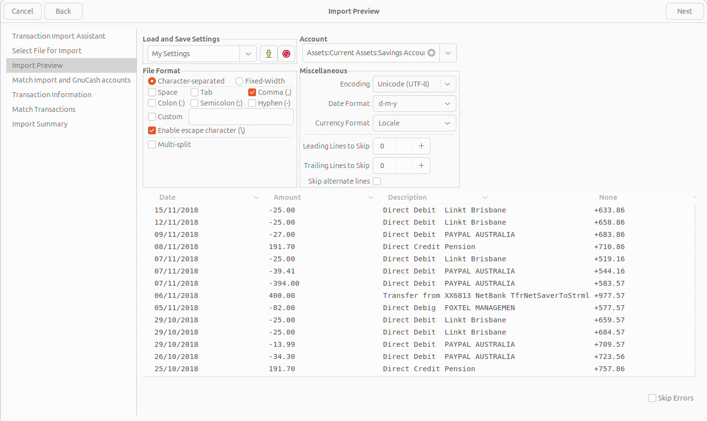 The CSV Import Preview Pane